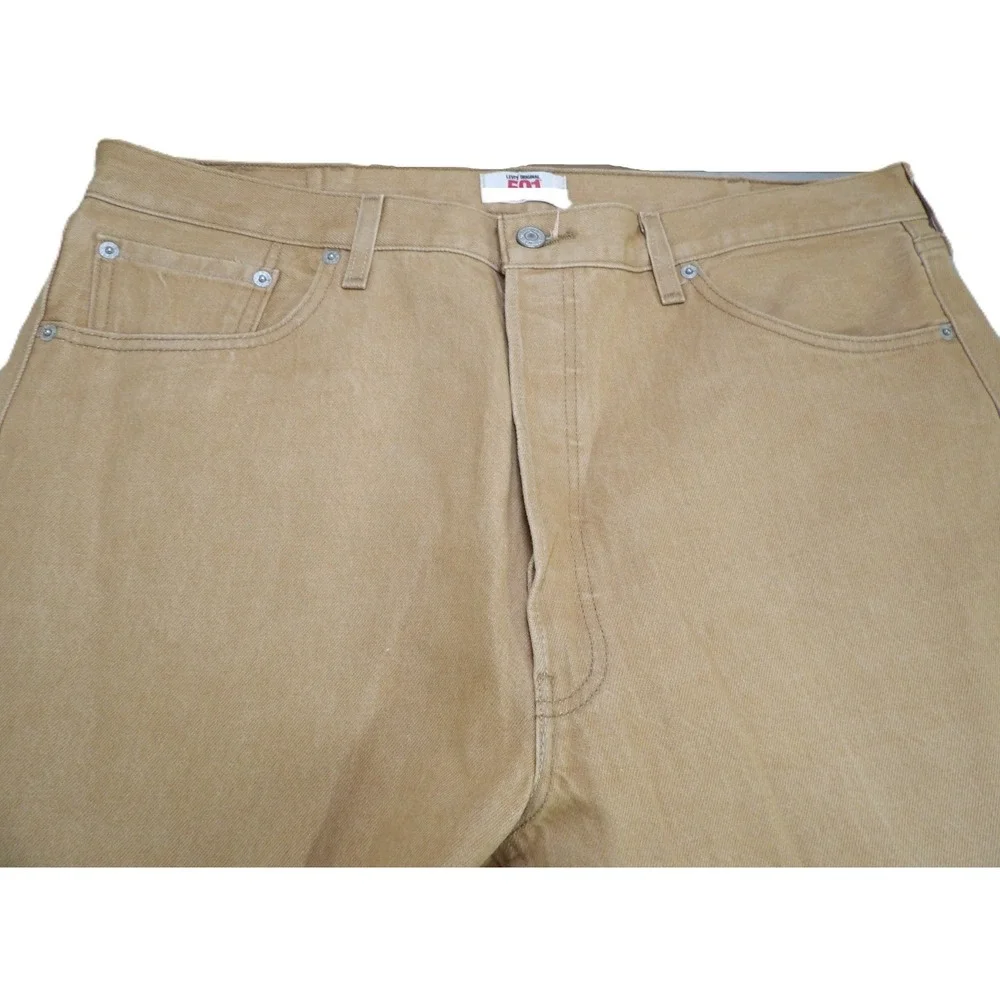 Y2K Levi 501 Original Straight Jeans Men 40x30 Brown Khaki Cotton Button Fly GUC